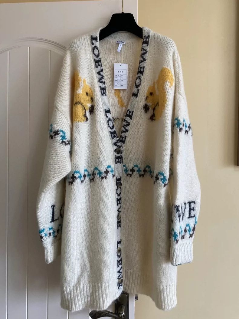 Loewe Loewe Green deer pattern long sleeve horsehair sweater Size XS / US 0-2 / IT 36-38 - 1 Thumbnail