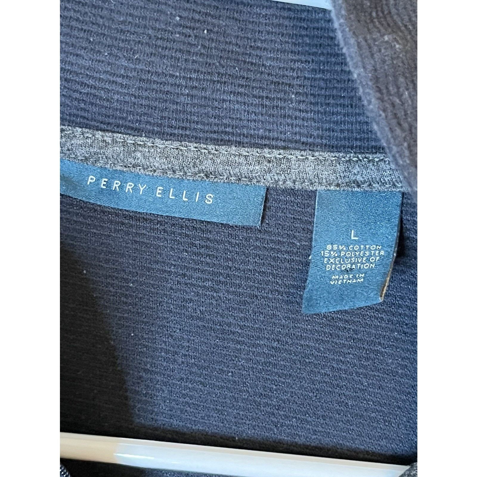 Perry Ellis Perry Ellis 1/4 Zip Sweater Mens Large Navy Blue Pullover Size US XL / EU 56 / 4 - 3 Thumbnail