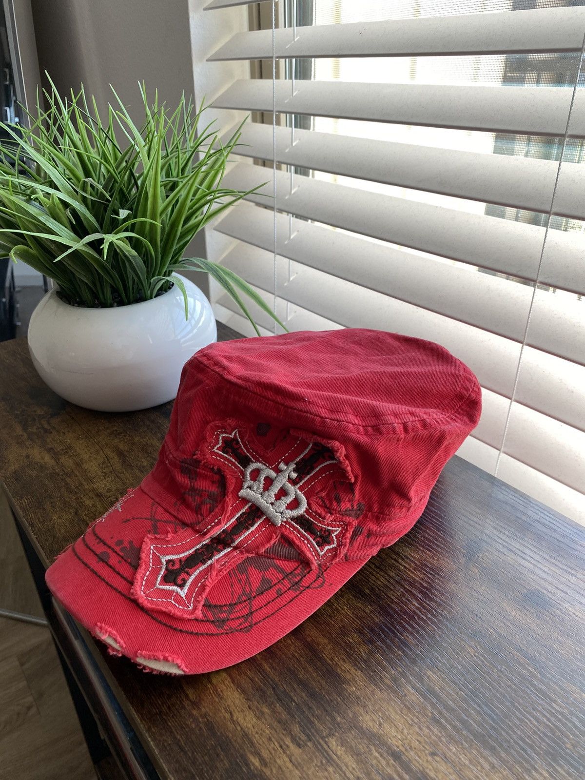 Other Y2K Cross Grunge Goth Army Hat Size ONE SIZE - 2 Thumbnail