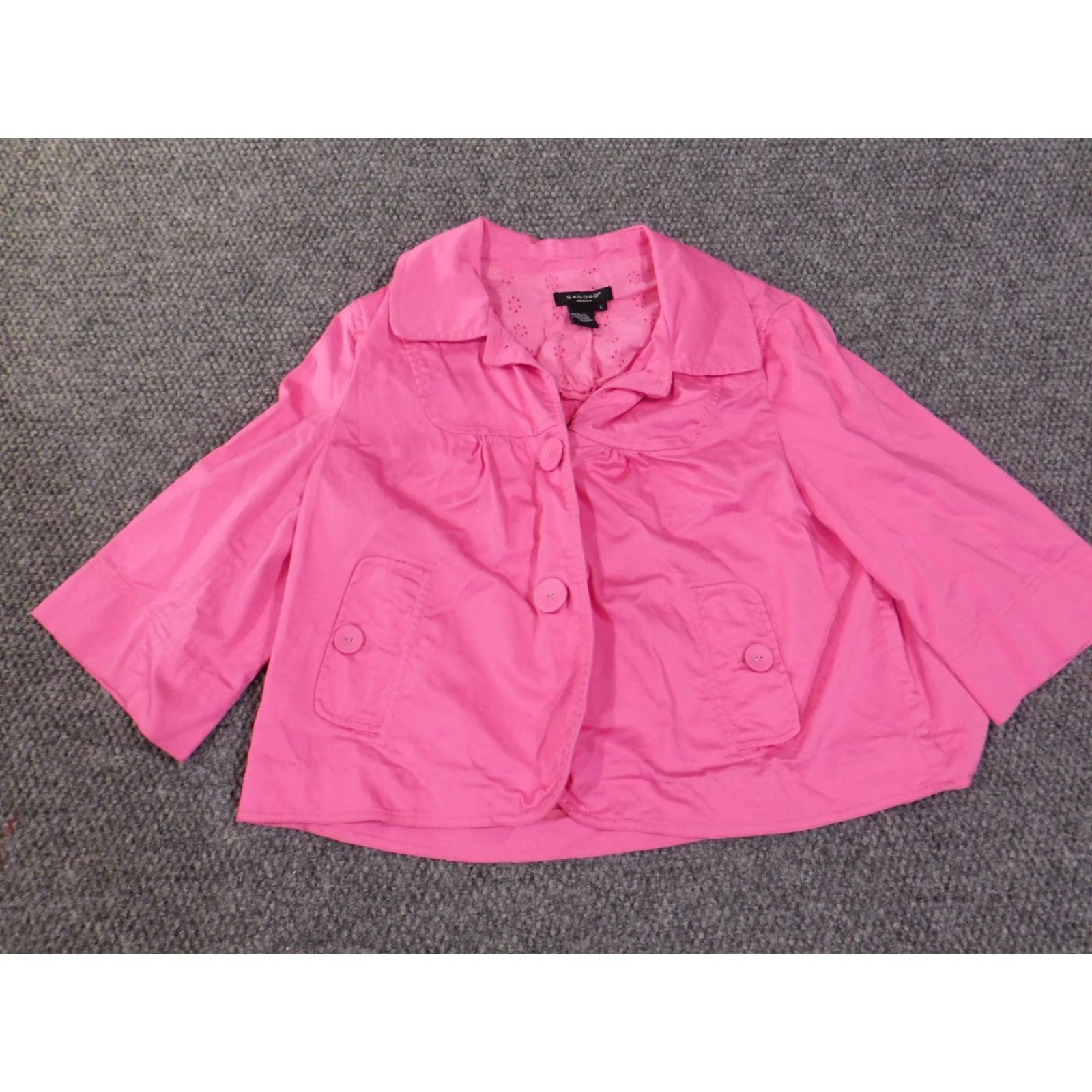 Sandro Sandro Jacket Womens L Pink Button Casual Stretch Cotton Long Sleeve Mid-Length Size L / US 10 / IT 46 - 5 Thumbnail