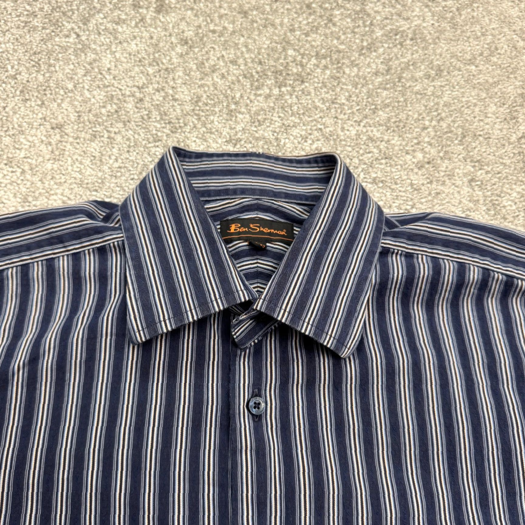 Ben Sherman Ben Sherman Dress Shirt Mens 15.5 Regular Blue Striped Button-Down Long Sleeve Business Casual Size US M / EU 48-50 / 2 - 5 Thumbnail