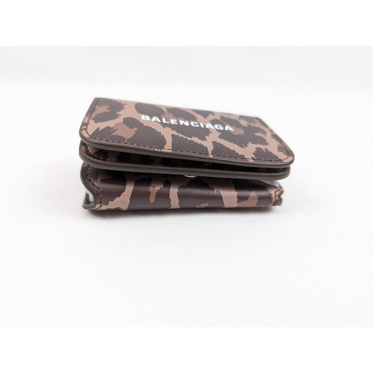 Balenciaga o1rshd1 Size:OS /Calfskin Logo Print Tri-Fold Wallet Leopard Size ONE SIZE - 4 Thumbnail