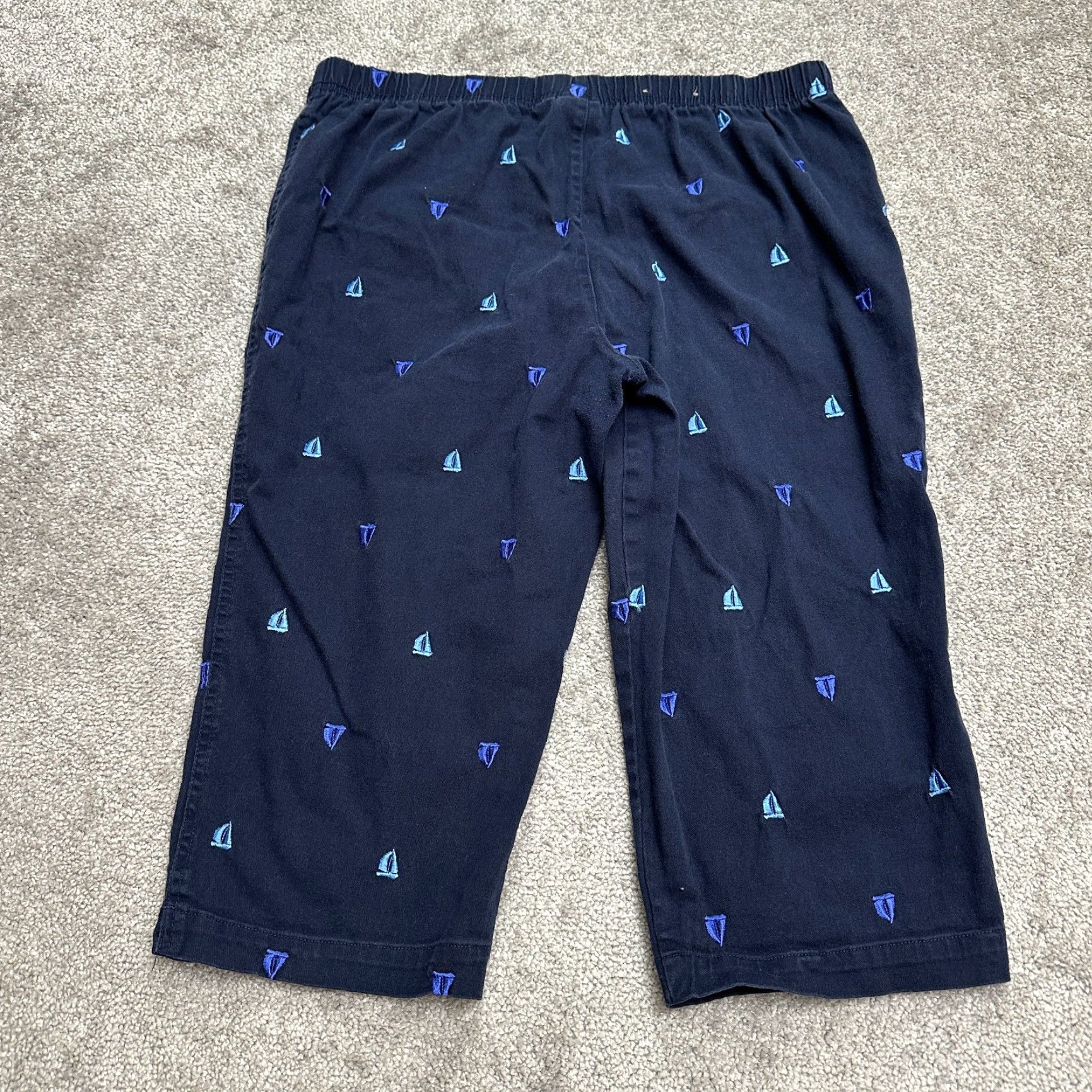 Vintage White Stag Pants Women 14 Blue Capri Crop Elastic Waist Cotton Spandex Casual Womens Size 36" / US 14 / IT 50 - 2 Thumbnail