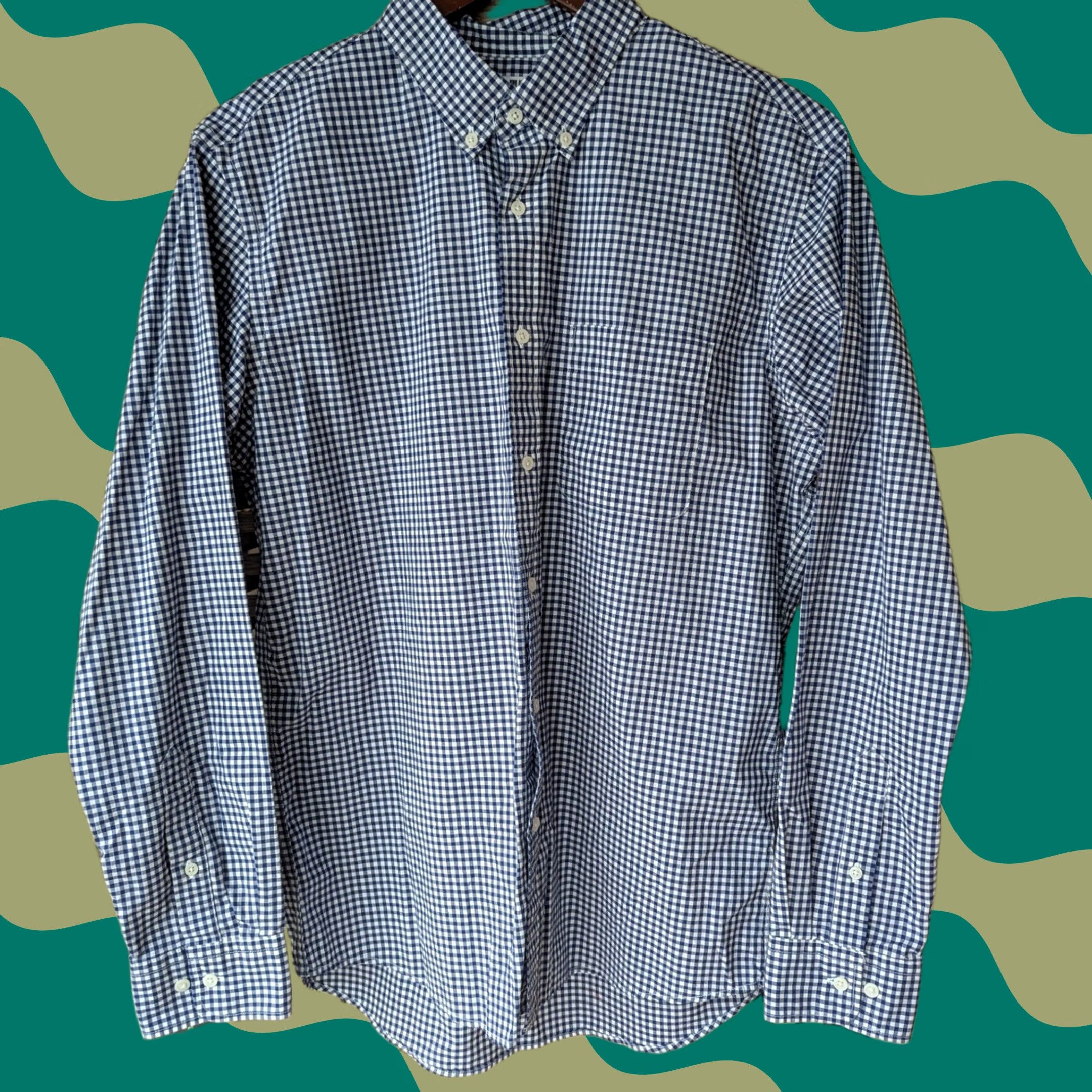 Uniqlo Uniqlo Shirt Button-Up Check Navy White Gingham Long Sleeve Mens M Cotton Fall Spring Summer Autumn Vintage No Size US M / EU 48-50 / 2 - 1 Thumbnail