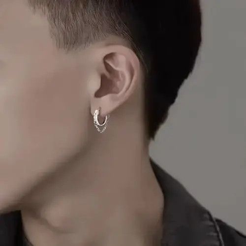 Designer × Vintage 925 Silver Plated Chain Hoop Earrings for Men Women Size ONE SIZE - 4 Thumbnail