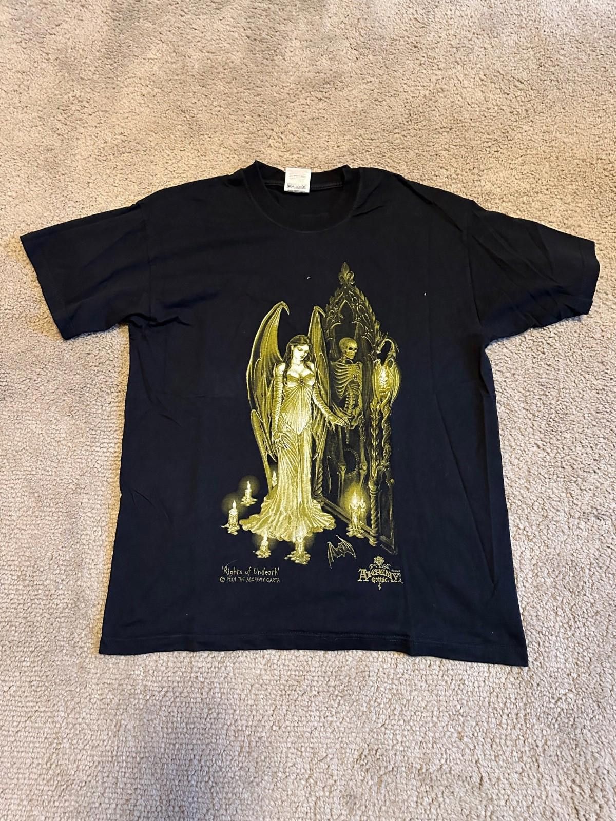 Fruit Of The Loom Vintage 2001 alchemy gothic t shirt Y2K Sz L Size US L / EU 52-54 / 3 - 1 Thumbnail