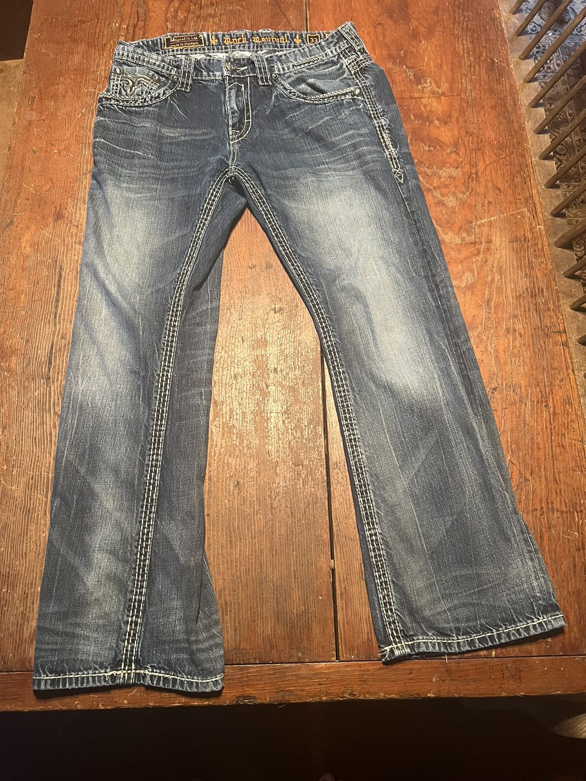 Designer × Rock Revival Rock Revival Remedy Relaxed Straight Jeans Size US 33 - 1 Thumbnail