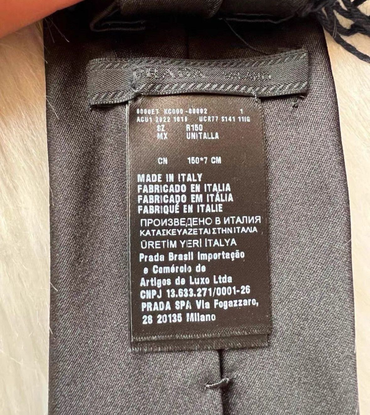 Prada Prada Black Linen Tie with Tag-2506 Size ONE SIZE - 5 Thumbnail