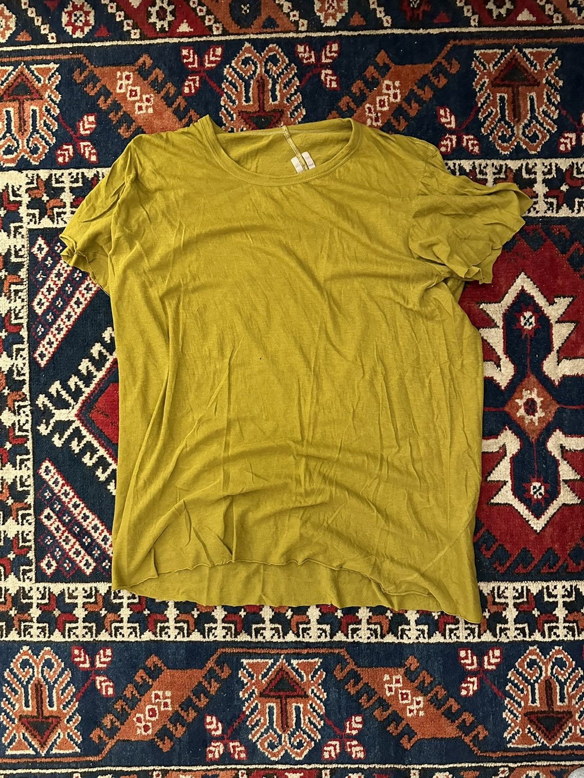 image of Rick Owens Fogachine Cotton Tee in Yellow, Men's (Size Medium)