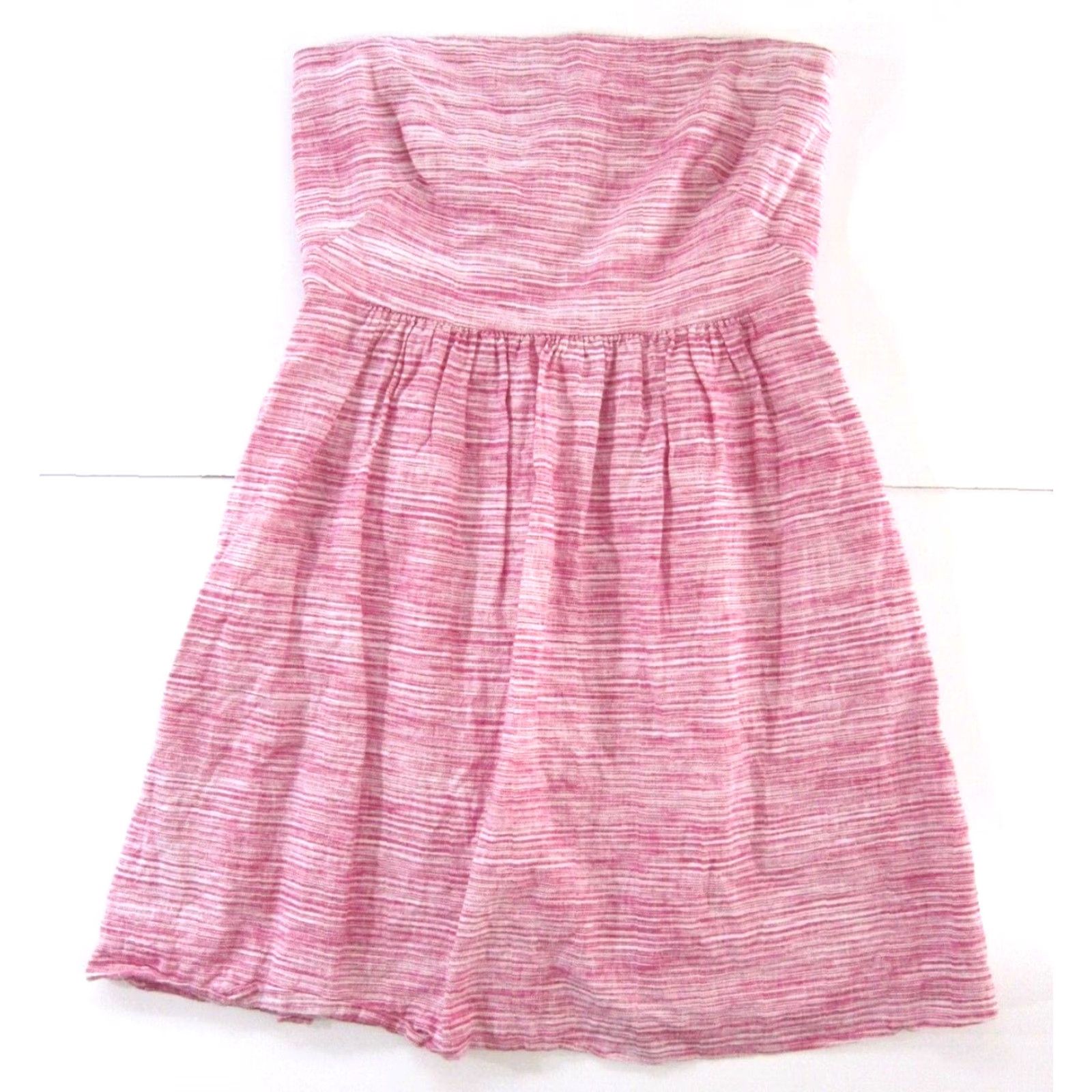 Banana Republic Banana Republic Linen Pink White Stripe Strapless Empire Waist Dress 12 Size XL / US 12-14 / IT 48-50 - 2 Thumbnail