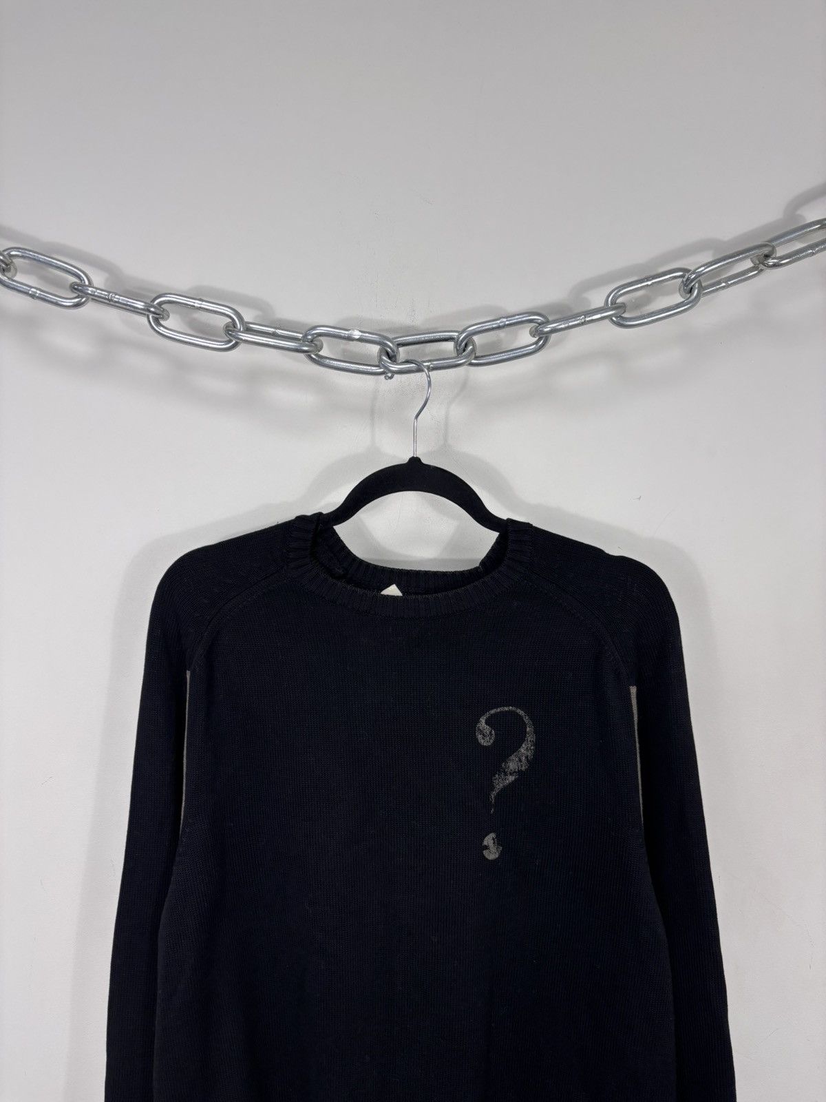 Moschino Vintage Moschino Men’s Question Mark Logo Black Knit Sweater Size US L / EU 52-54 / 3 - 2 Thumbnail