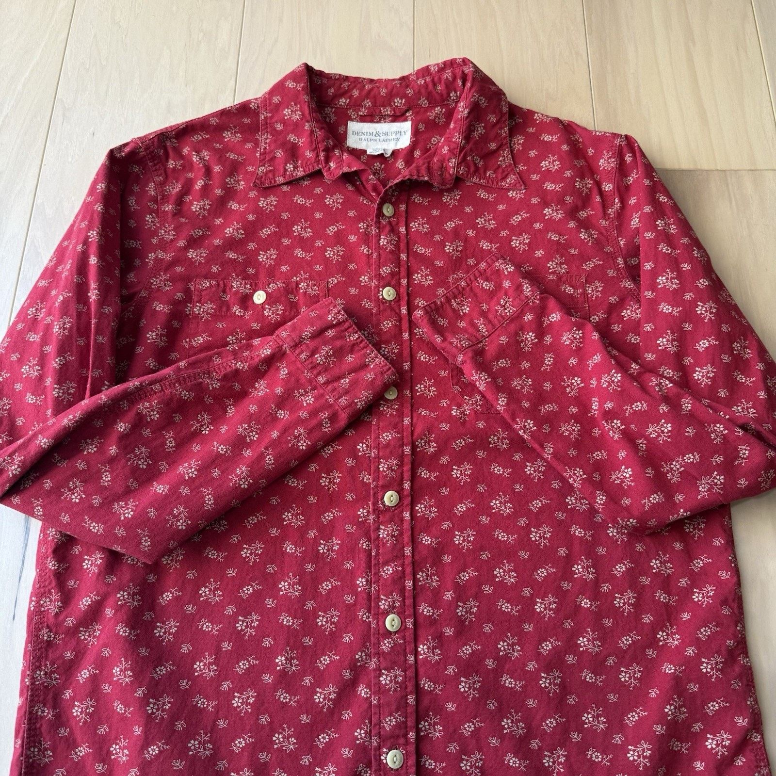 Polo Ralph Lauren Vintage Denim Supply Ralph Lauren Shirt L Red Floral Size US L / EU 52-54 / 3 - 4 Thumbnail