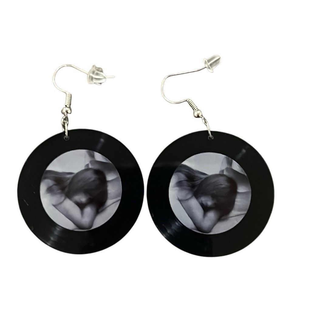 Other Taylor Swift Grey Black Record Fashion Earrings NEW Size ONE SIZE - 1 Thumbnail