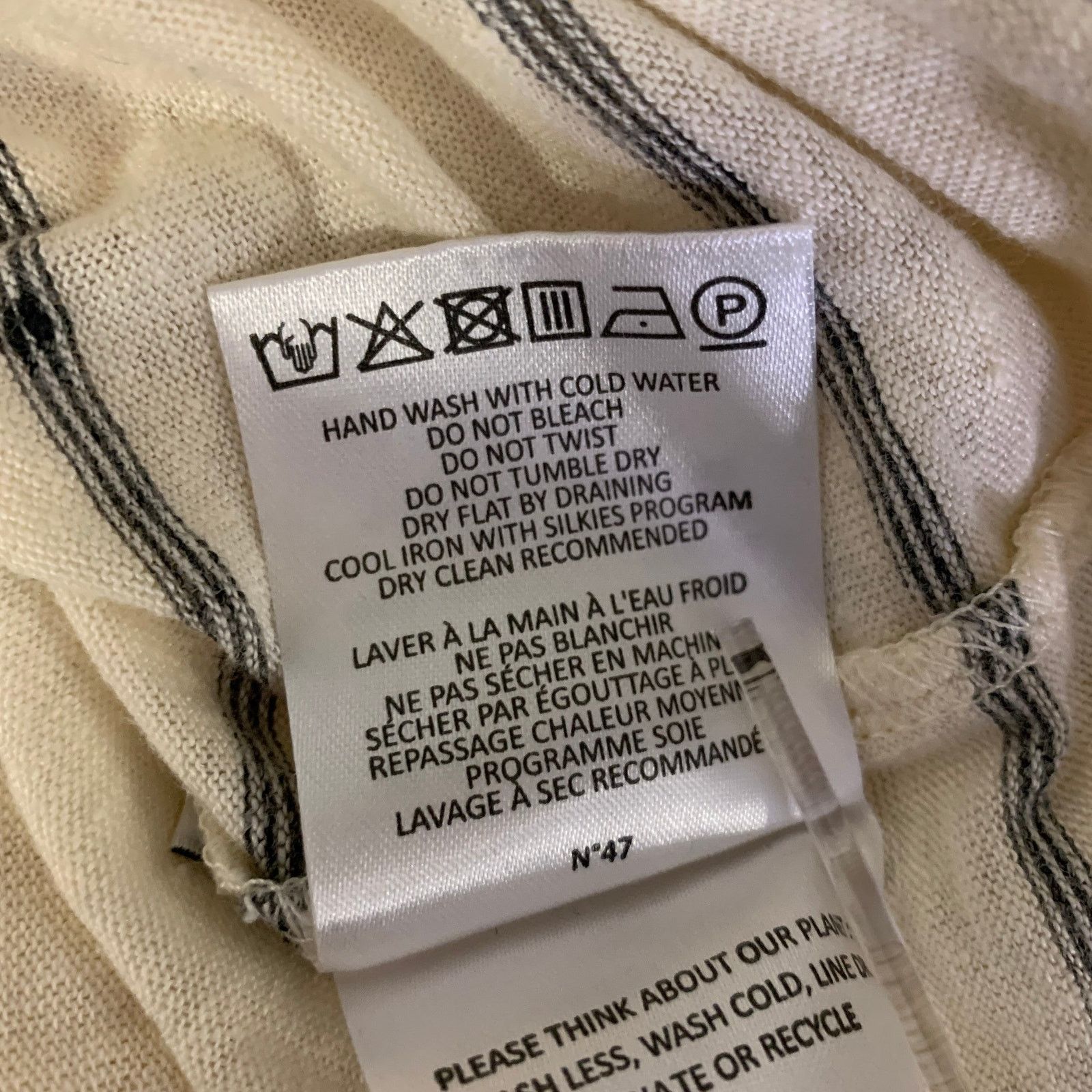 Officine Generale OFFICINE GENERALE Size L Cream Grey Stripe Linen Pullover Size US L / EU 52-54 / 3 - 6 Thumbnail