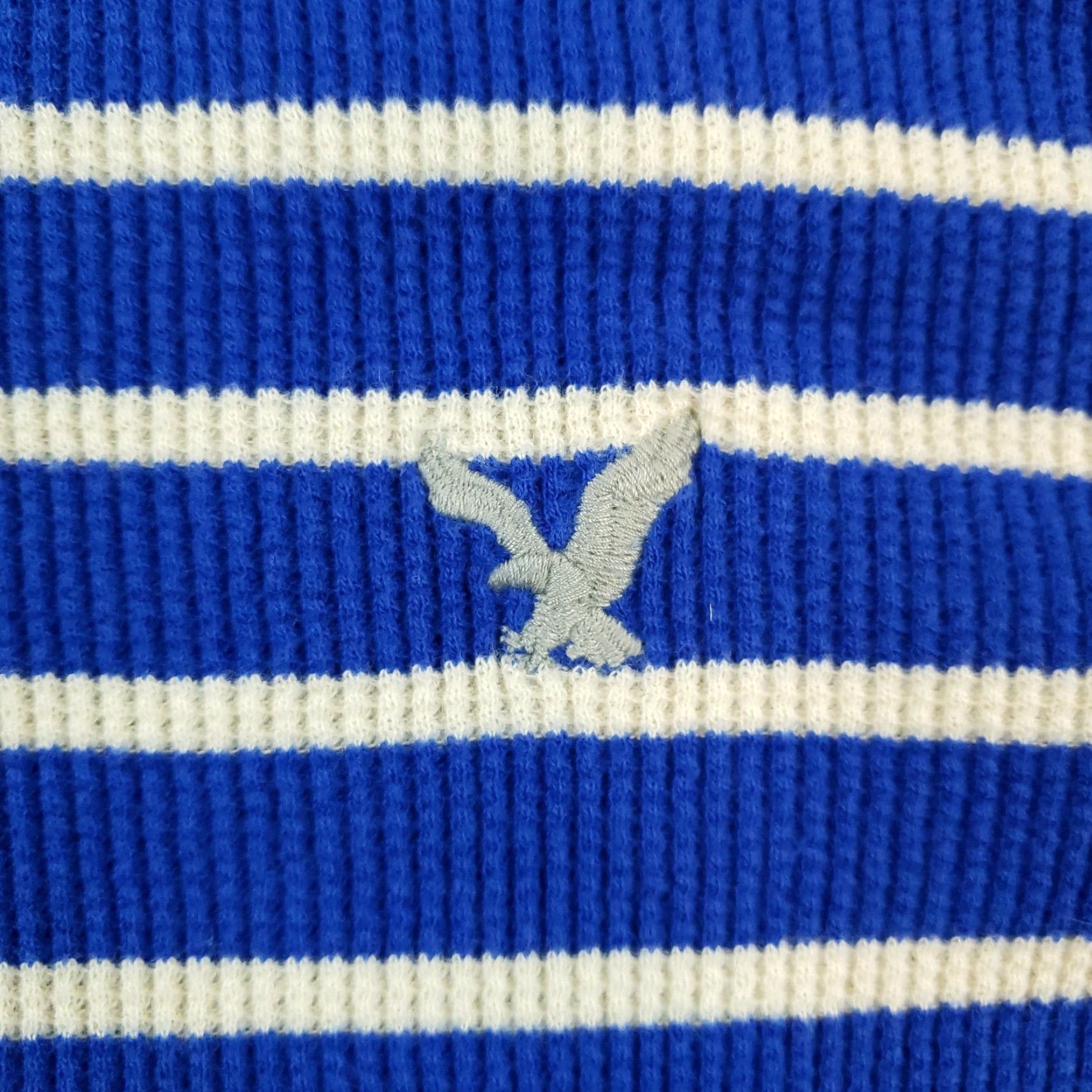 American Eagle Outfitters American Eagle Long Sleeve Striped Crew Neck Mens Slim Fit Medium Blue Cotton Shirt Size US M / EU 48-50 / 2 - 6 Thumbnail