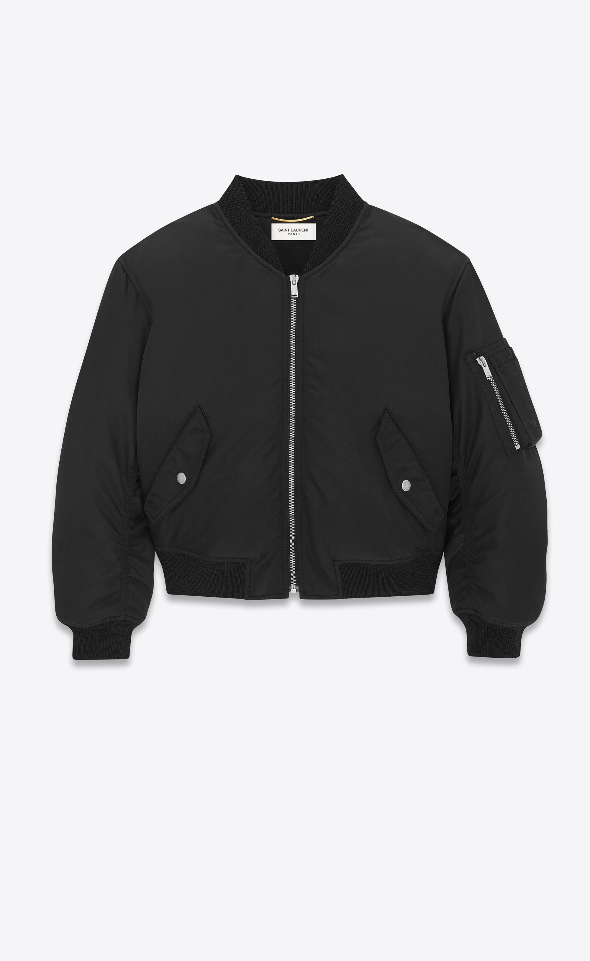o1bcso1str1224 Oversized Cropped Bomber Jacket in Black