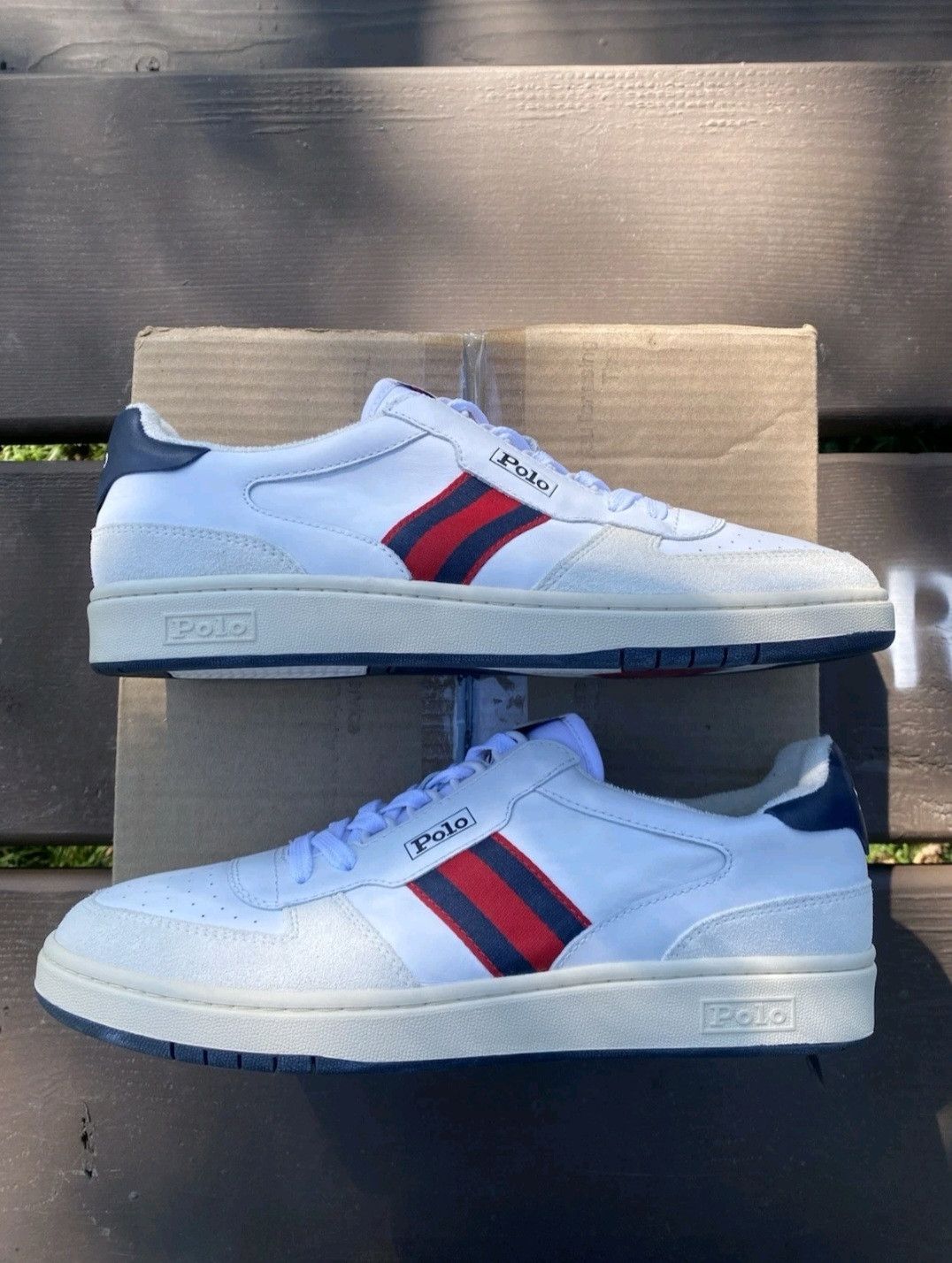 Ralph Lauren Ralph Lauren Polo Court Sneakers White Navy Red Retro 003 Size US 11.5 / EU 44-45 - 4 Thumbnail