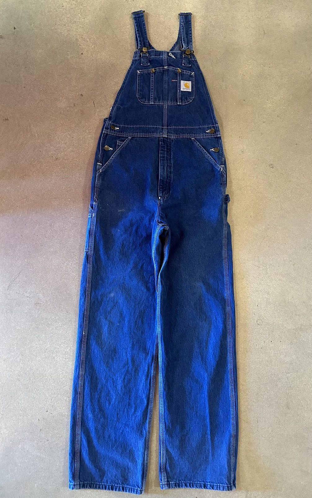 〜90s Carhartt Denim Painted Overalls Carhartt × Vintage Vintage 90s Carhartt Painted Blue Denim
