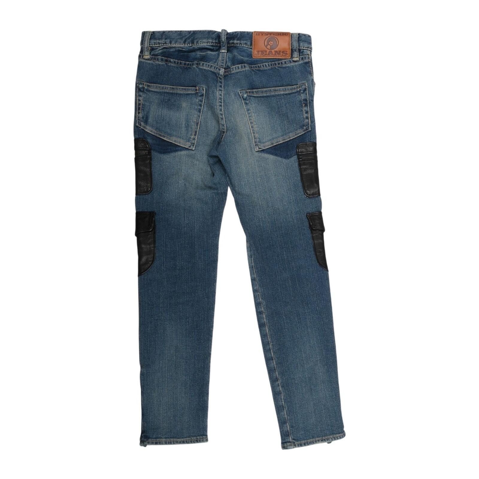 Hysteric Glamour Hysteric Glamour Black Leather Pocket Cargo Denim Jeans Size ONE SIZE - 2 Thumbnail