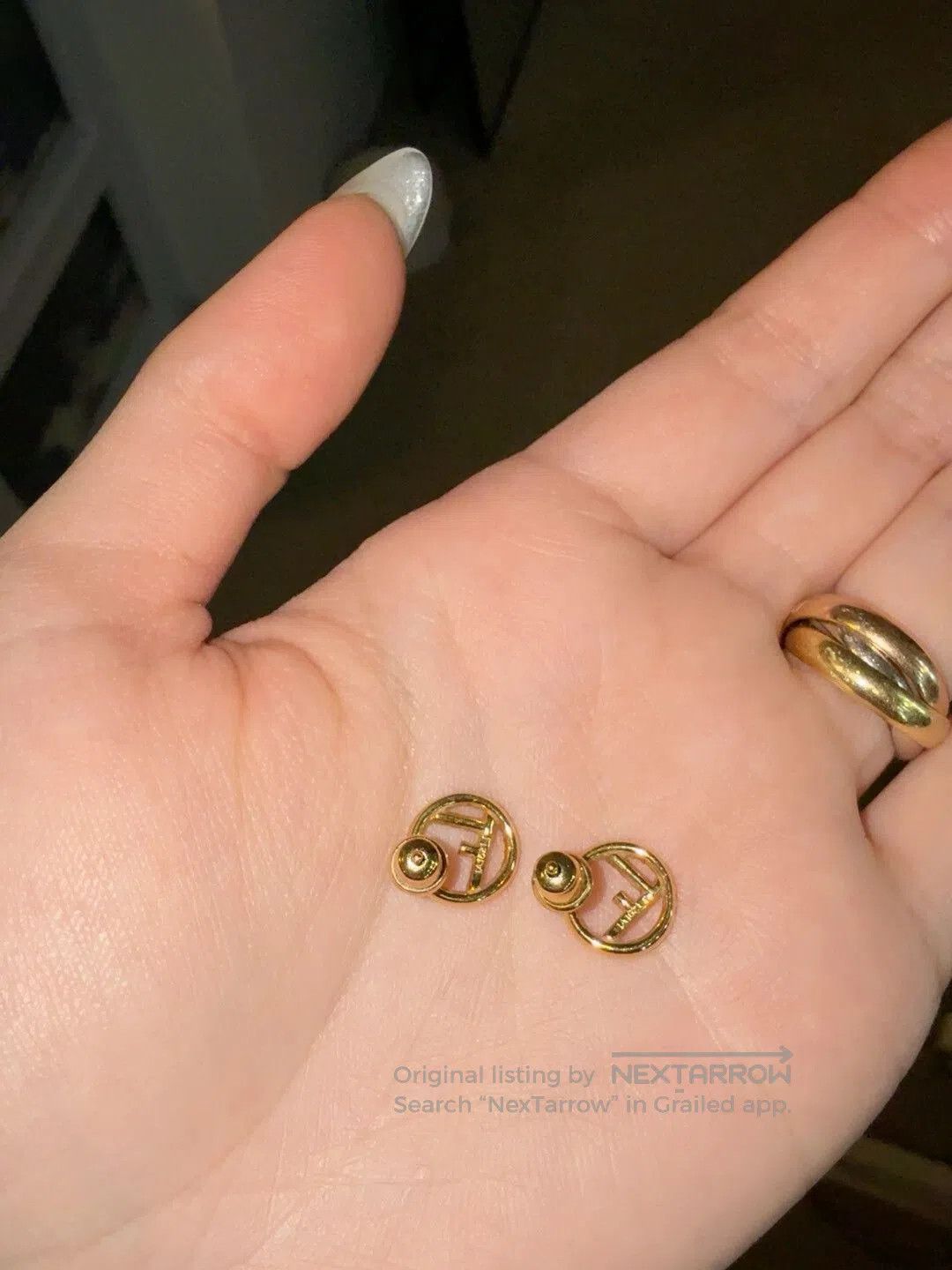 Fendi Fendi Rhinestone Ear Studs in Gold. Size ONE SIZE - 3 Thumbnail