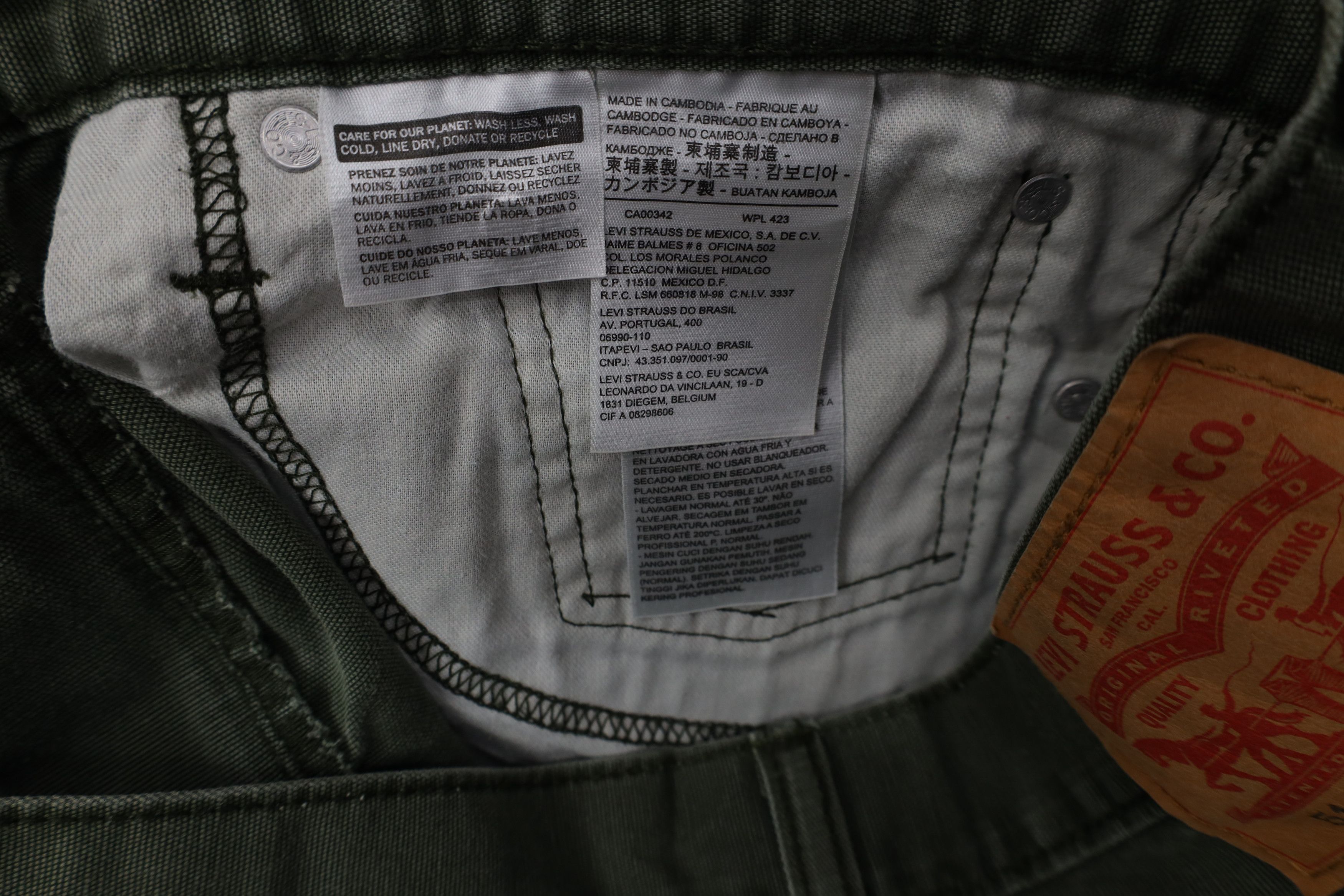 Levi's Vintage Y2K Levis 514 Cotton Canvas Straight Leg Jeans Green Size US 32 / EU 48 - 7 Thumbnail