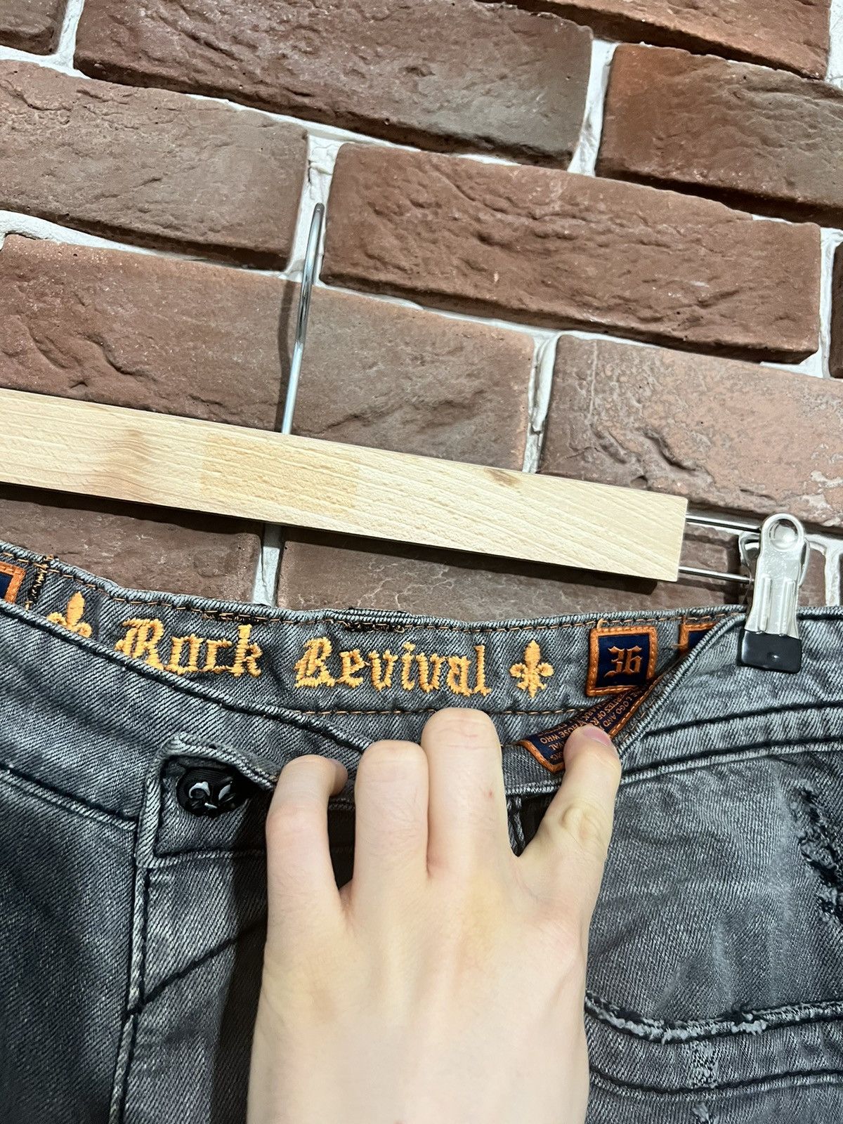 Rock Revival Rare Vintage Rock Revival Drip Denim Jeans Pants USA 36 Size US 36 / EU 52 - 11 Thumbnail