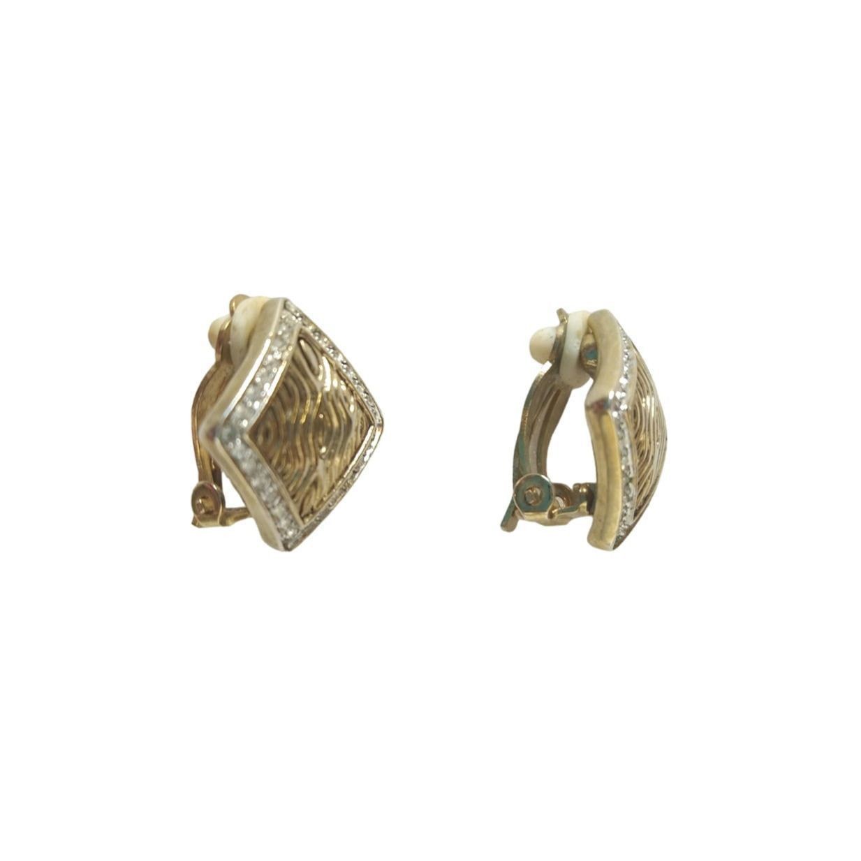 The Unbranded Brand Vintage Women's Earrings Gold Plated Rhinestones Square Clip Size ONE SIZE - 3 Thumbnail