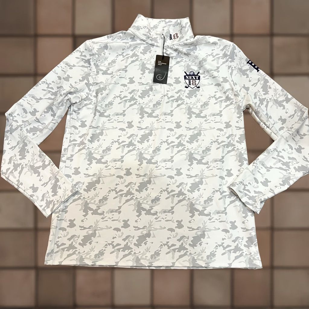 Vintage Old Fashioned Golf Shirt Camouflage Quarter Zip 1/4 White Gray Camo Pattern L Mens Size US L / EU 52-54 / 3 - 1 Thumbnail