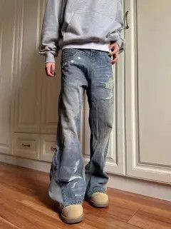 VIBE Vintage tie-dye gradient washed distressed jeans Size US 34 / EU 50 - 5 Thumbnail
