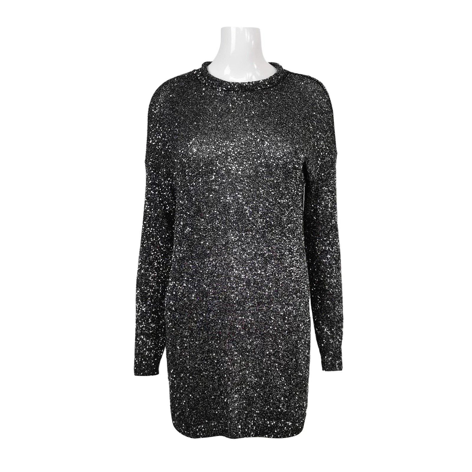 Saint Laurent Paris Saint Laurent Black Sequined Long Sleeve Dress Size S / US 4 / IT 40 - 1 Thumbnail