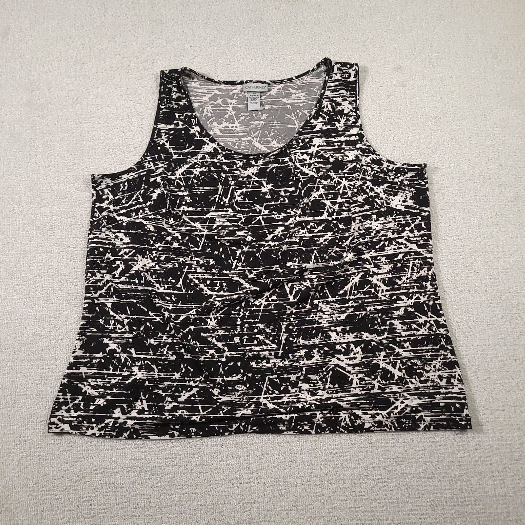 Vintage Catherines Womens Tank Top Blouse Black White Sleeveless Scoop Neck Size 2X Plus Size XXL / US 16-18 / IT 52-54 - 2 Thumbnail