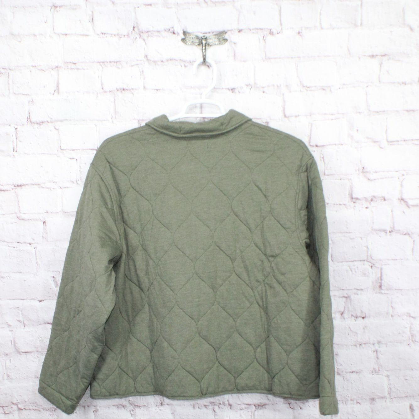 L.L. Bean LL Bean Women's Quilted Knit Jacket Olive Green Size XL / US 12-14 / IT 48-50 - 6 Thumbnail