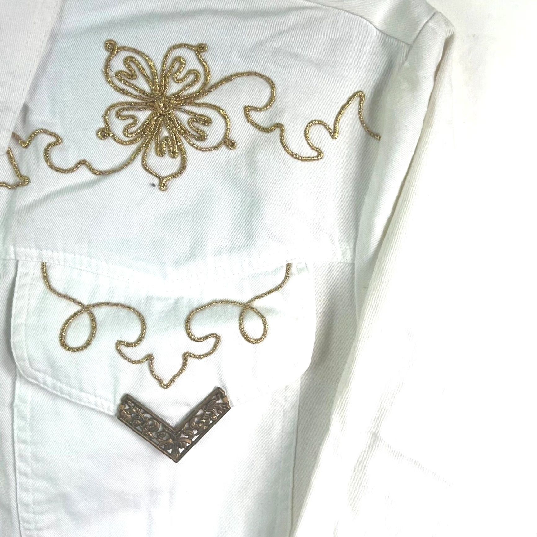 Vintage Vintage The Icing Western Embroidered Cotton Button-Up Shirt Womens Size M White Size M / US 6-8 / IT 42-44 - 2 Thumbnail