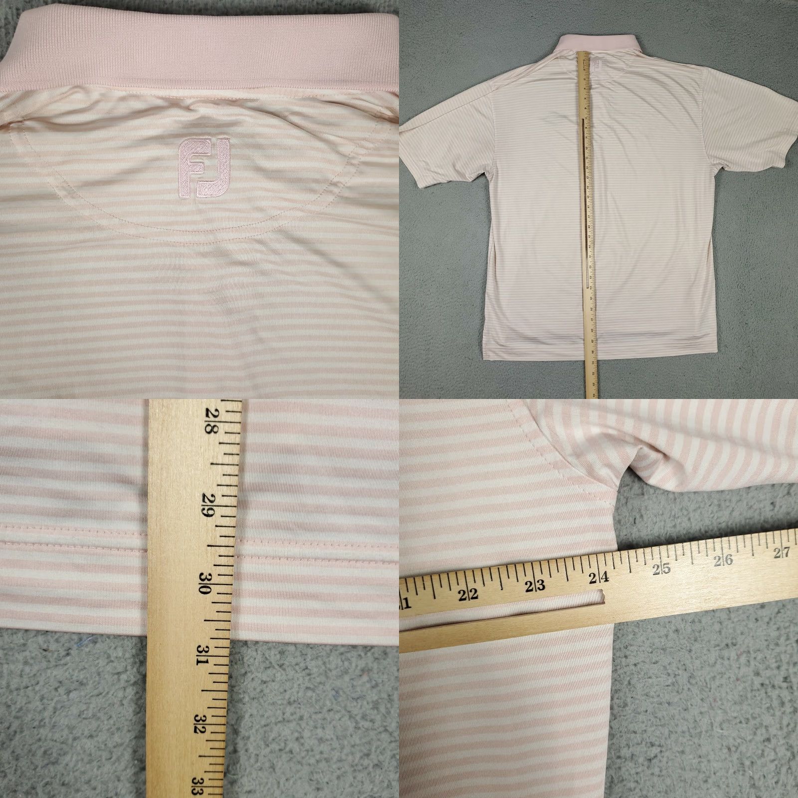 Footjoy VINTAGE FJ FootJoy Hunters Polo Shirt Striped Pink Large Mens Polo Shirt, Short Sleeve, All Seasons, Regular Fit, Collared, Button, Logo Size US L / EU 52-54 / 3 - 8 Thumbnail