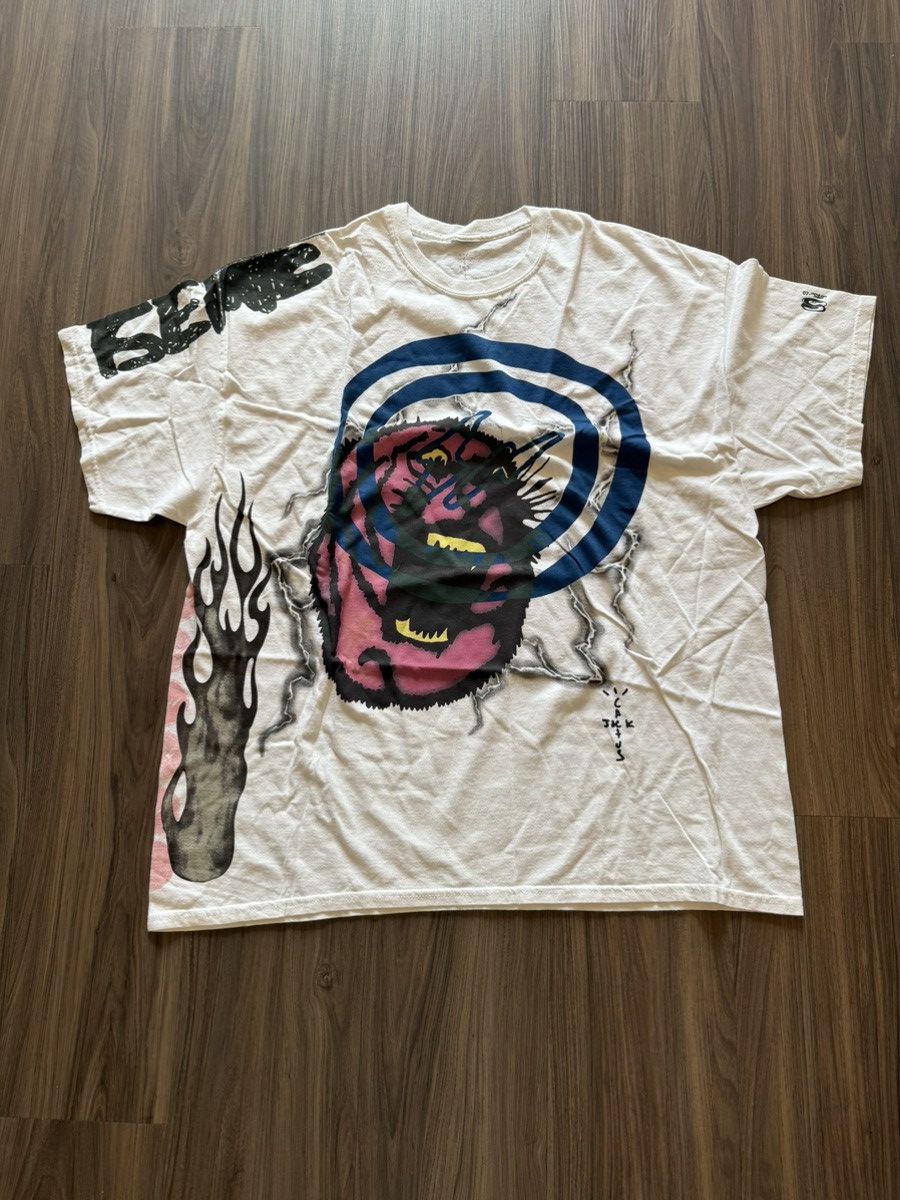 Fragment Design × Kaws × Travis Scott Travis Scott Cactus Jack Utopia Graphic T Shirt XL Cream Size US XL / EU 56 / 4 - 1 Thumbnail