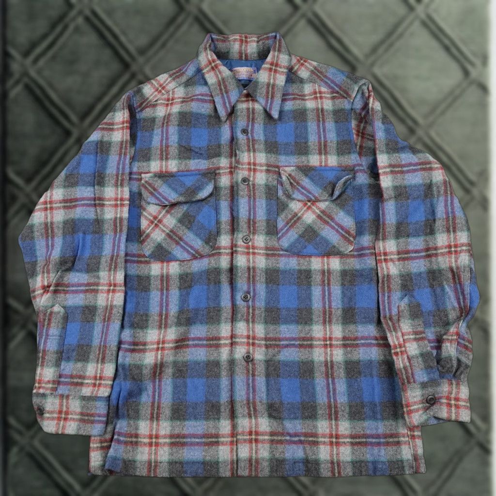 Pendleton VINTAGE Pendleton Shirt Mens M Blue Plaid Wool Button-Up Long Sleeve Pockets Collar Size US M / EU 48-50 / 2 - 1 Thumbnail