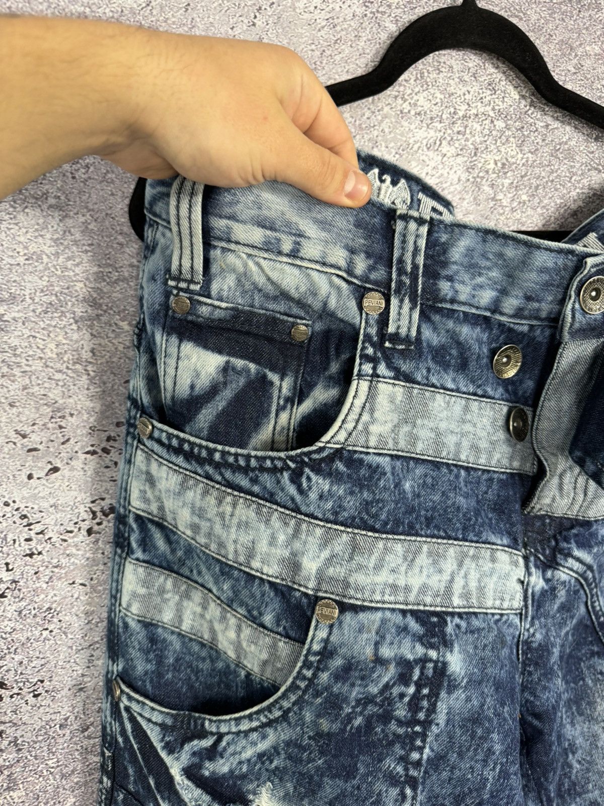 Designer × Japanese Brand × Vintage PEVIANI Jeans Men's Size 36 Moto Acid Wash Straight Size US 36 / EU 52 - 14 Thumbnail