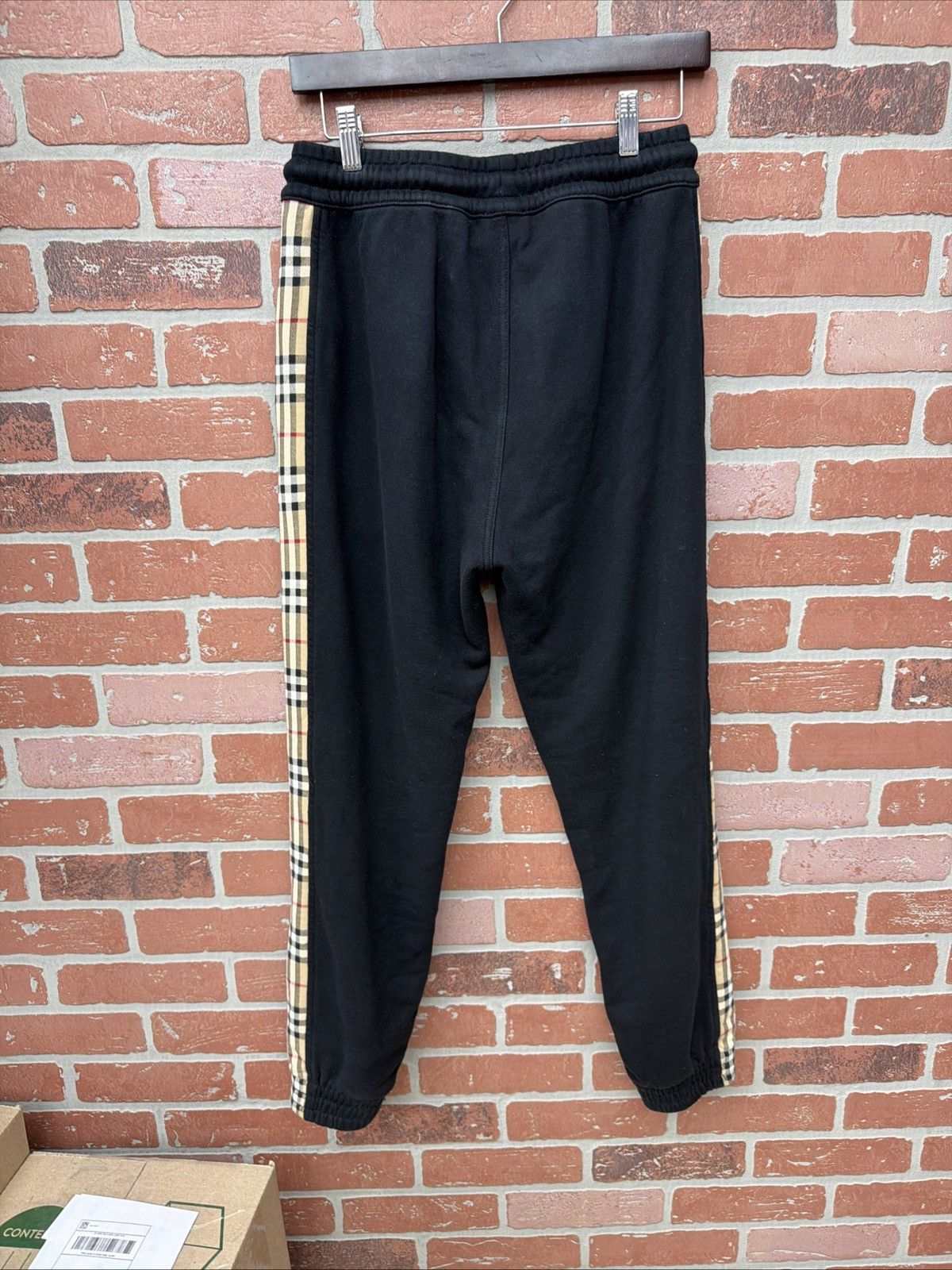 Burberry Burberry Vintage Check Panel Cotton Sweatpants black sz XS Size US 27 - 4 Thumbnail
