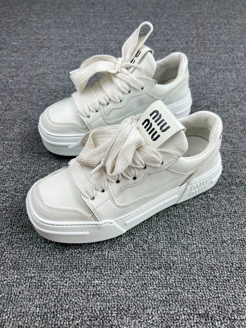 Miu Miu Miu Miu Square-Toe White Sneakers-yf Size US 5 / EU 37 - 1 Thumbnail