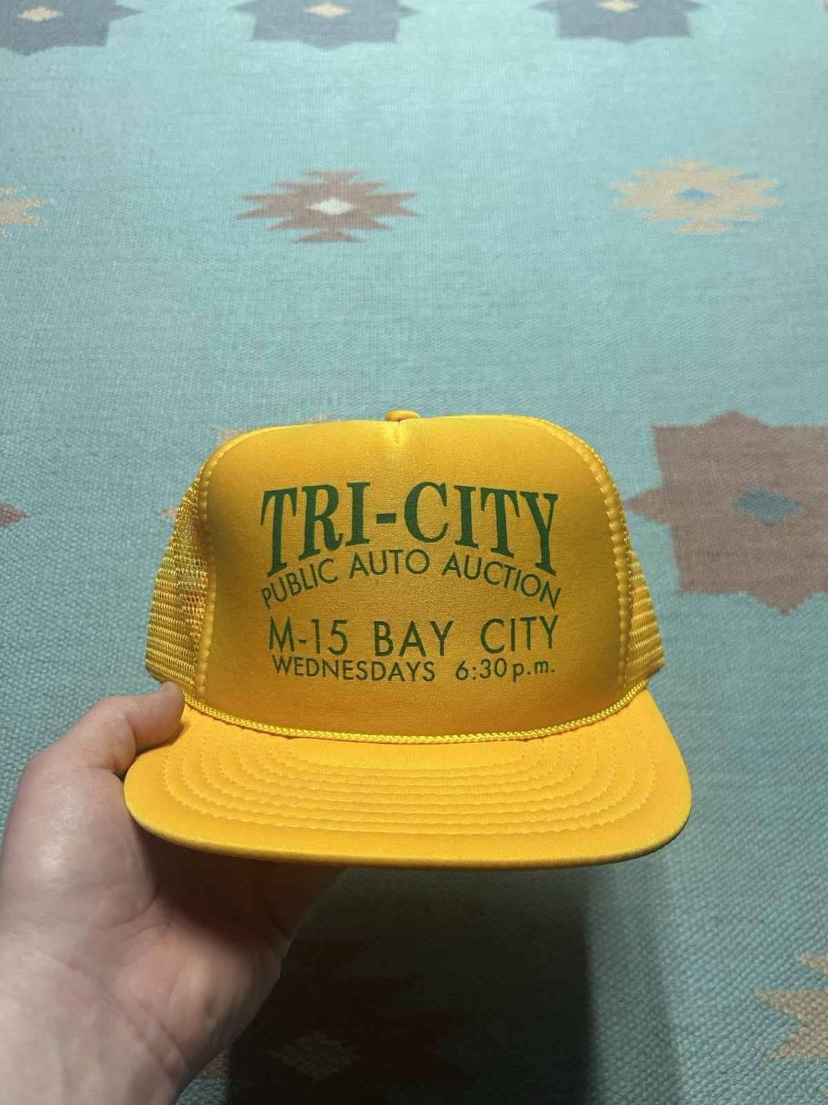 Vintage trucker hat Tri City public auto auction bay city Michigan Size ONE SIZE - 2 Thumbnail