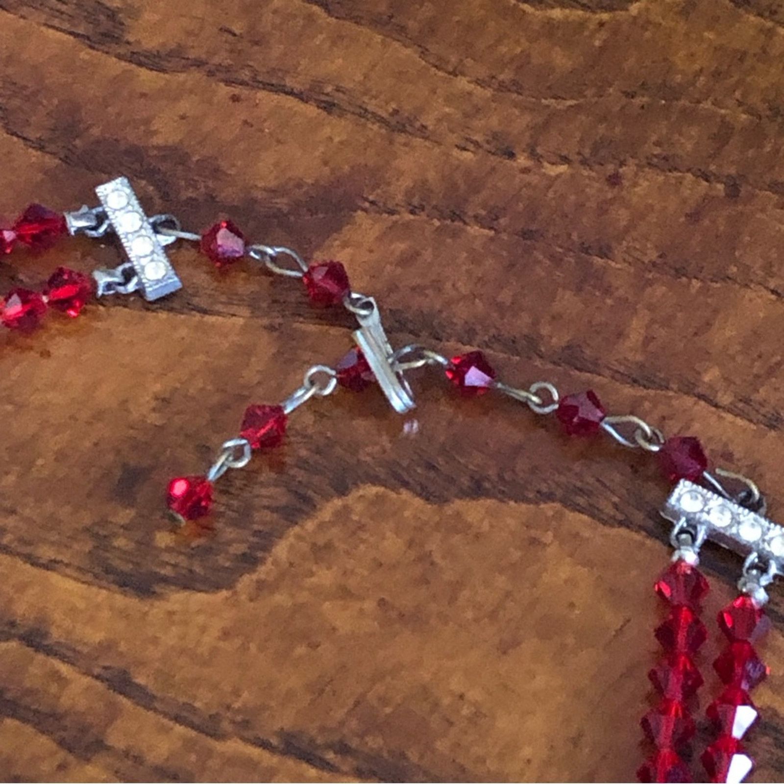 Vintage Vintage red bicone crystal choker and earring set Size ONE SIZE - 9 Thumbnail