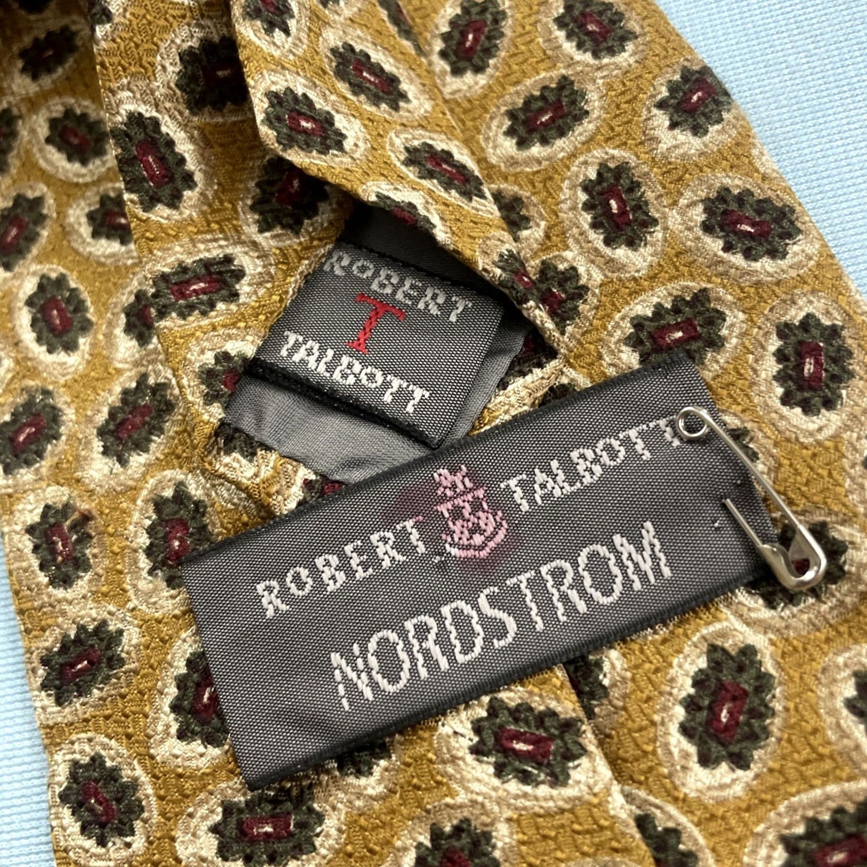 Robert Talbott VINTAGE Robert Tallbott Italy Silk Tie vtg 90s USA Gears Micro Neat Dots Yellow 4x58 Capsule Wide Necktie Size ONE SIZE - 5 Thumbnail