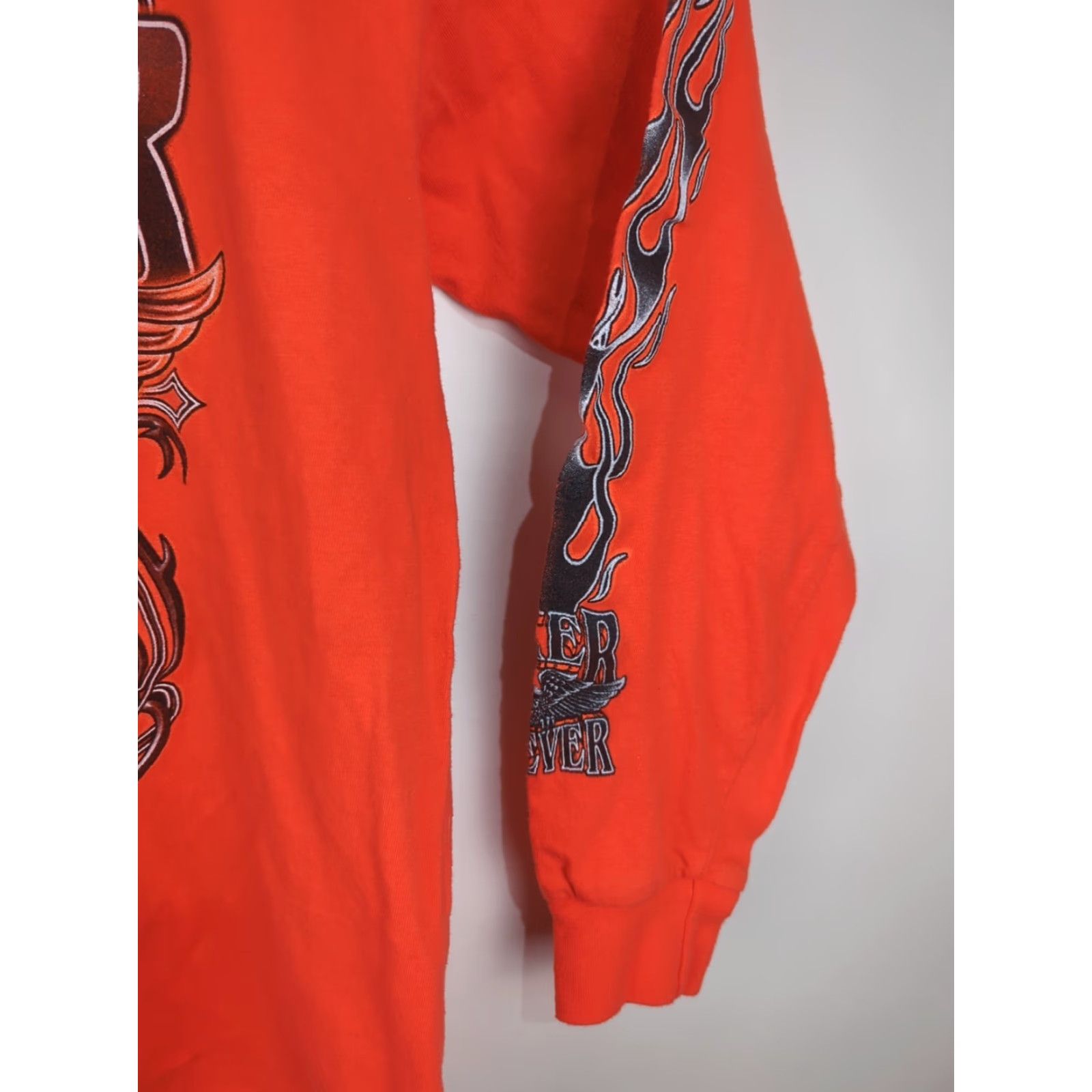 Vintage VINTAGE Thunder Sportswear Biker Forever Long Sleeve Shirt Orange Medium Men Crew Neck FLAMES 90s Hip Hop Biker Size US M / EU 48-50 / 2 - 7 Thumbnail
