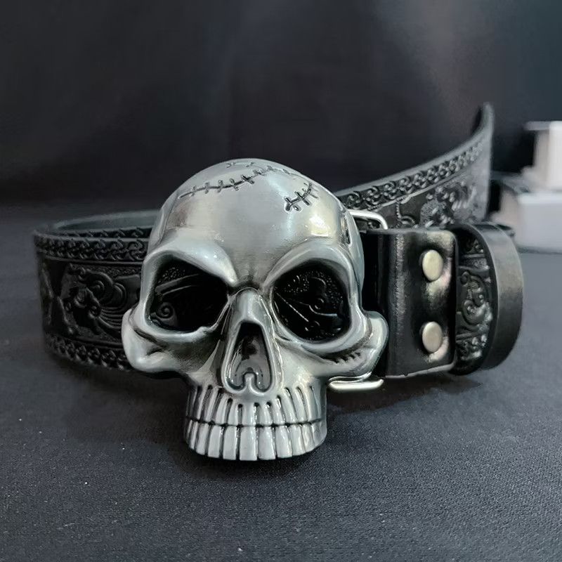 Japanese Brand Black colour harajuku streetwear skull belt Size ONE SIZE - 2 Thumbnail
