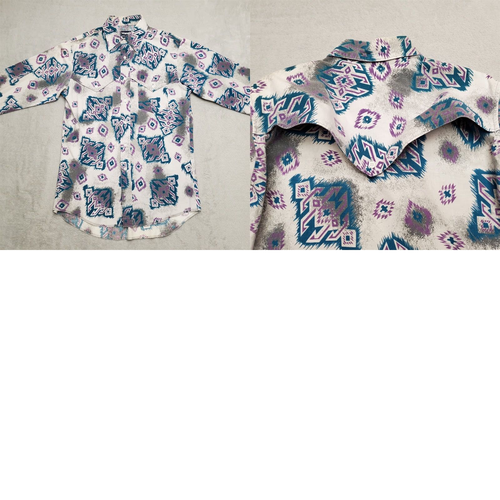 Wrangler Wrangler Shirt Mens Blue Aztec Western Cowboy Cut X Long Tails Yoke Top VINTAGE Western Shirt Mens Blue Aztec Geometric Cowboys Event Cowboy Mens Size US M / EU 48-50 / 2 - 8 Thumbnail