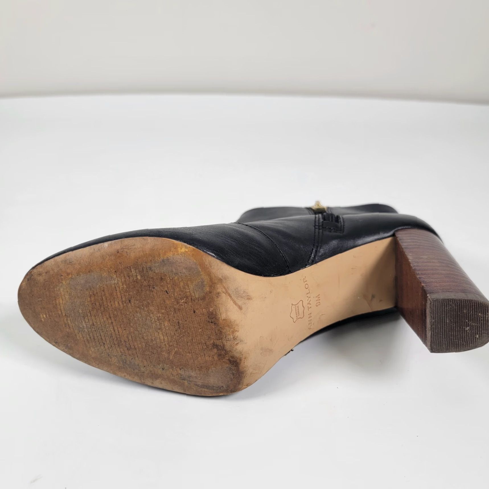Ann Taylor ANN TAYLOR Womens Size 9M Black Leather Zip Ankle Bootie 3" Heels Boots Block Heel Casual Formal Party/Cocktail Size US 9 / IT 39 - 8 Thumbnail