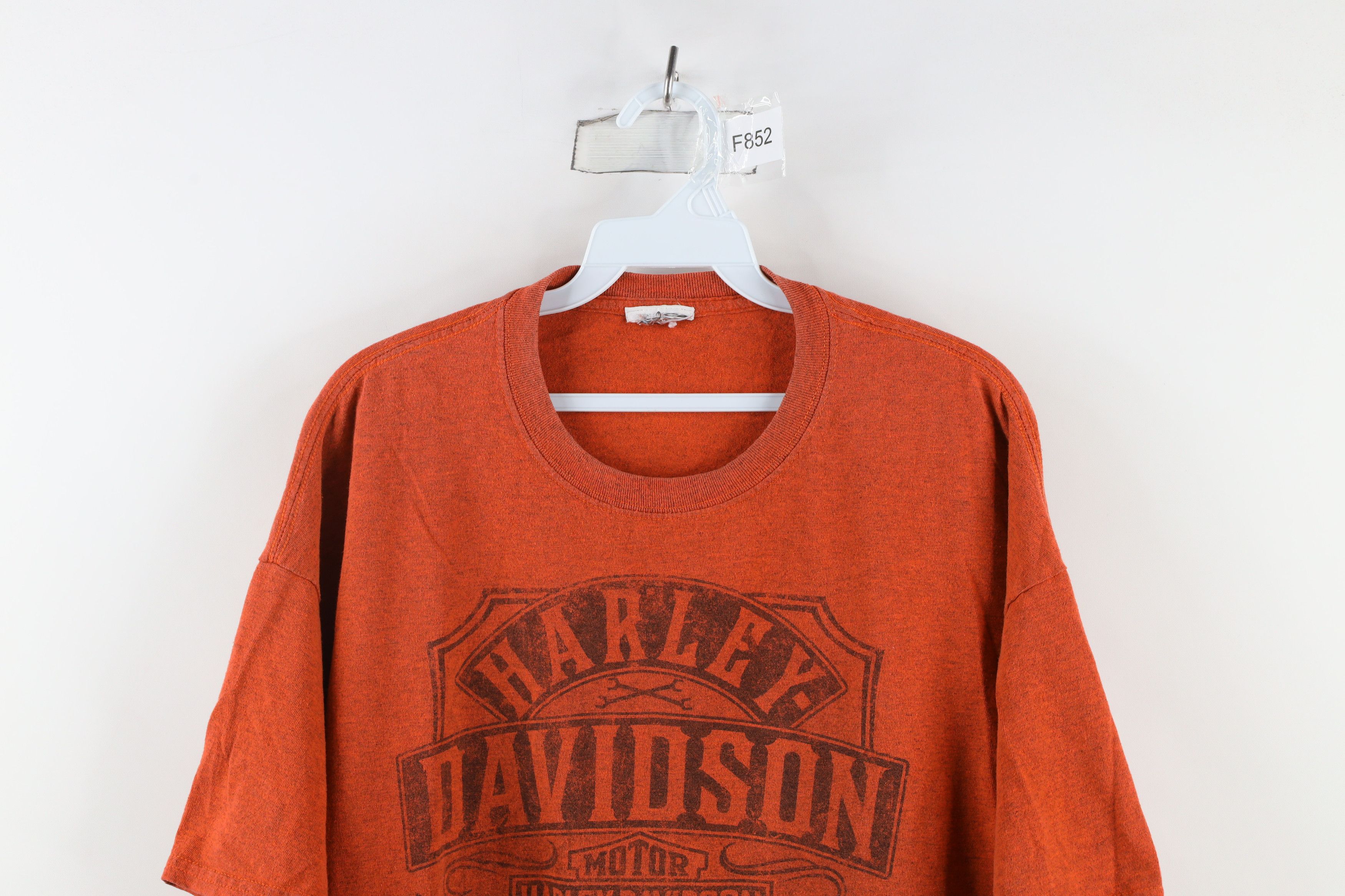 Harley Davidson × Vintage Vintage Y2K Harley Davidson t Skull T-Shirt Heather Orange Size US XXL / EU 58 / 5 - 2 Thumbnail