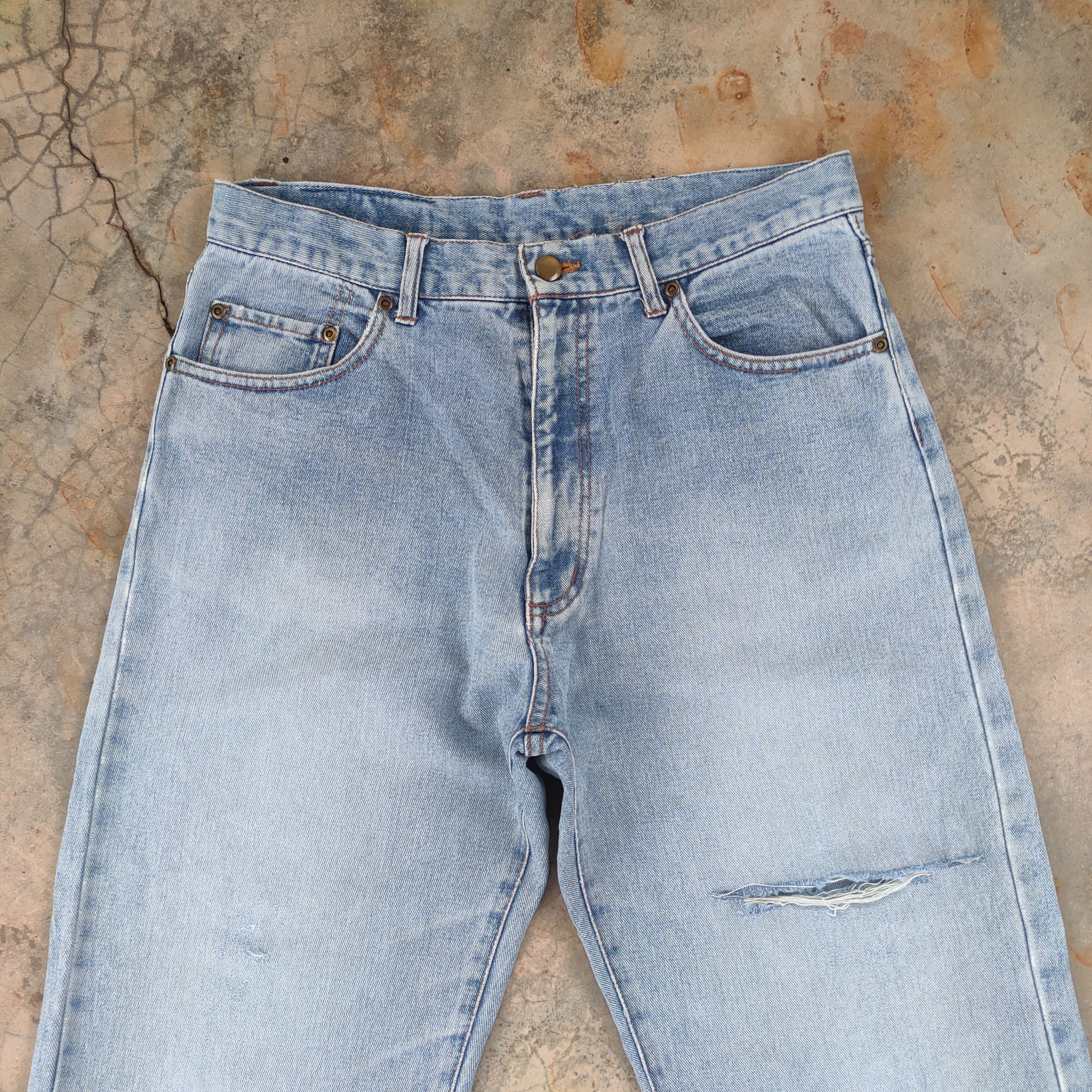 Japanese Brand × Jean × Vintage W32 VINTAGE JAPANESE FADED DISTRESSED RIPPED JEAN PANTS Size US 32 / EU 48 - 3 Thumbnail