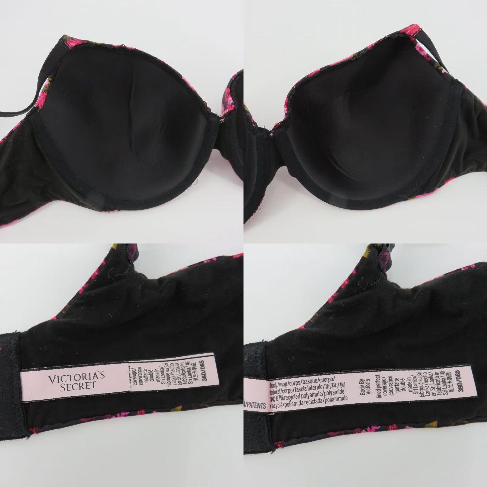 Victoria's Secret Victoria's Secret Bra 38D Pink Lined Perfect Coverage Underwire T-Shirt Floral 38 Band Womens Size ONE SIZE - 8 Thumbnail
