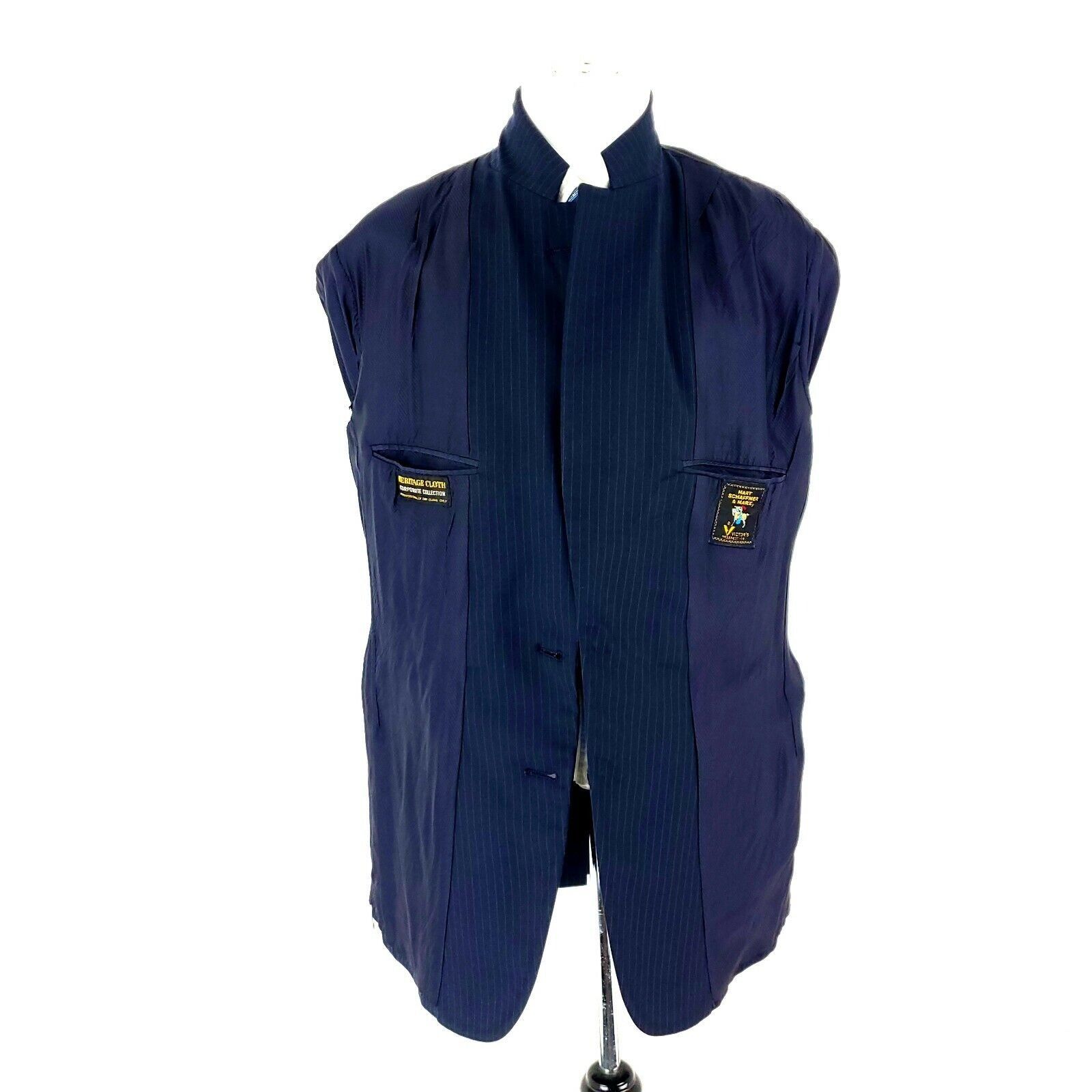 Hart Schaffner Marx Hart Schaffner Marx Wool 2 Button 2 Piece Suit 42L Blue Stri Size 42L - 10 Thumbnail